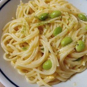 混ぜるだけ　枝豆たまごチーズパスタ